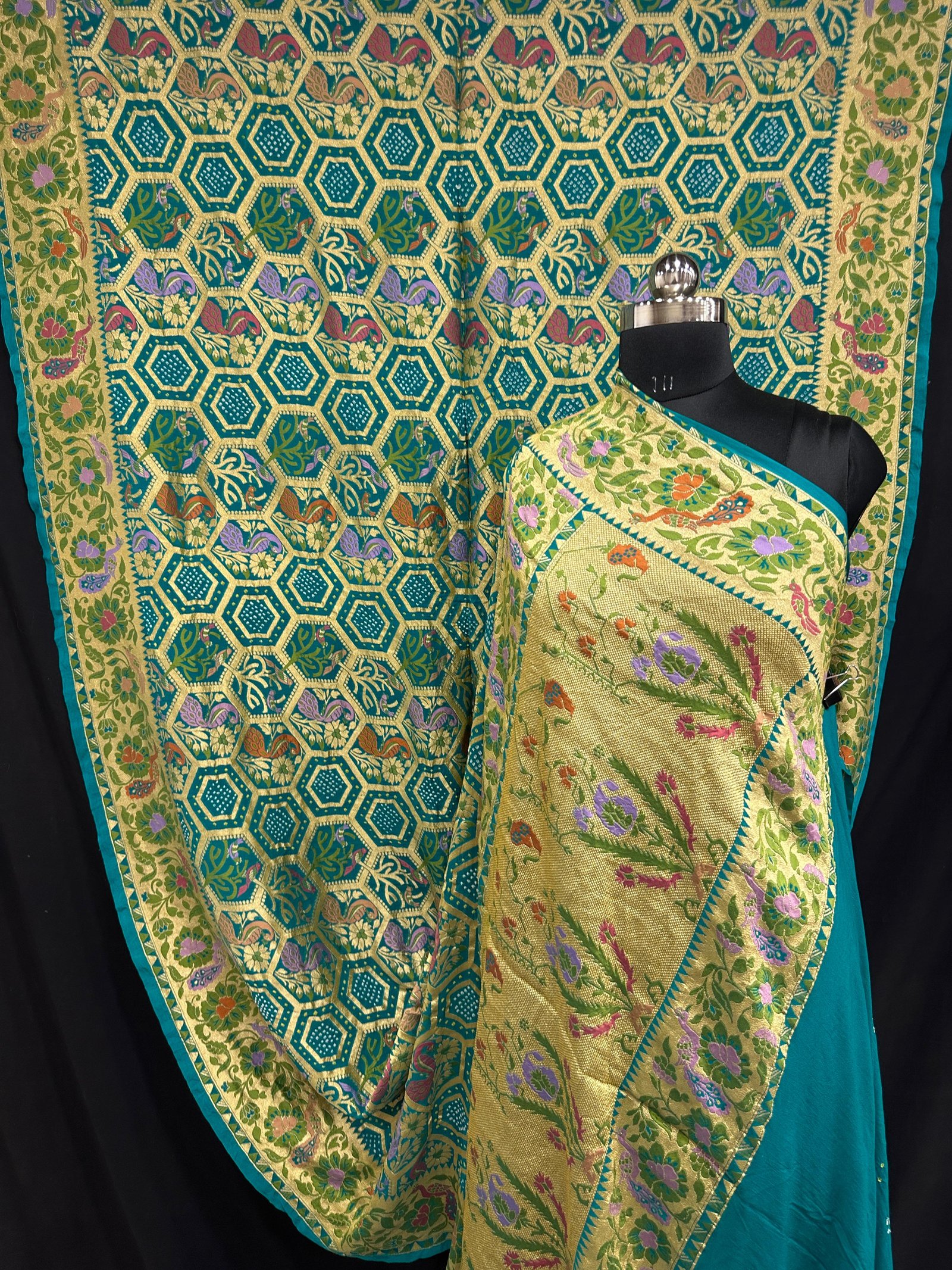 Banarasi Bandhani Tilfi Saree A Masterpiece of Elegance - Rama