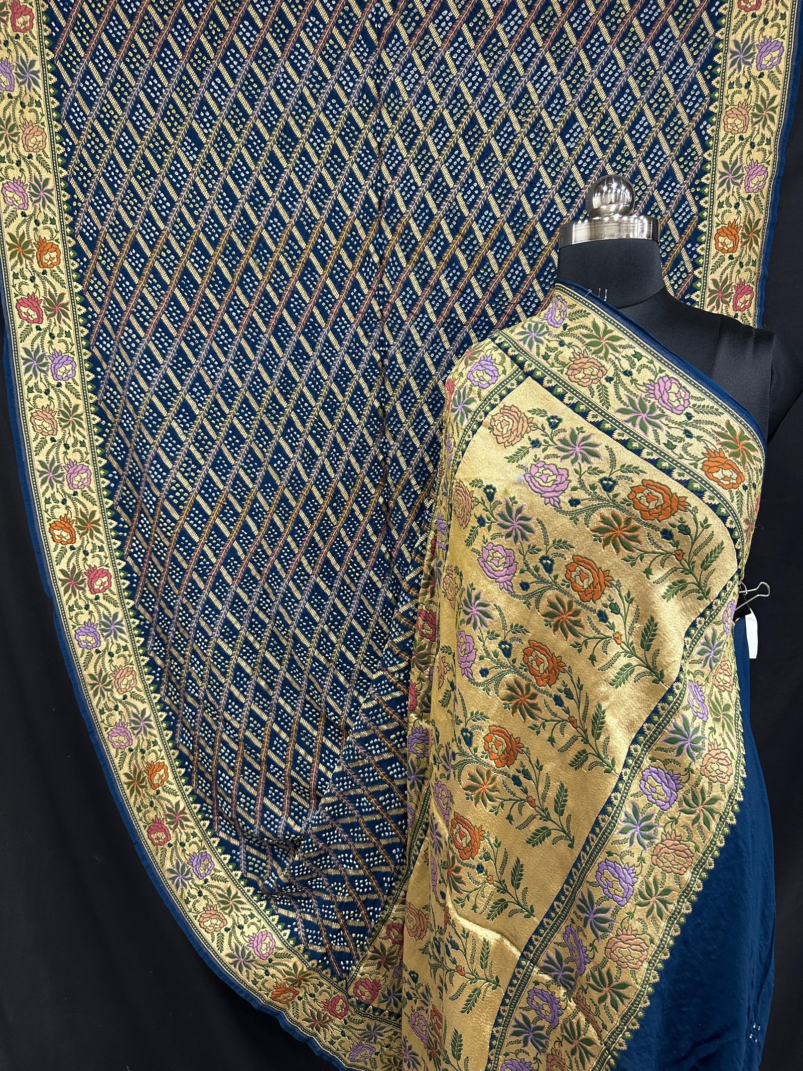 Banarasi Bandhani Tilfi Saree A Masterpiece of Elegance - Indigo 